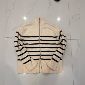 Zara Striped Zip Up Sweater